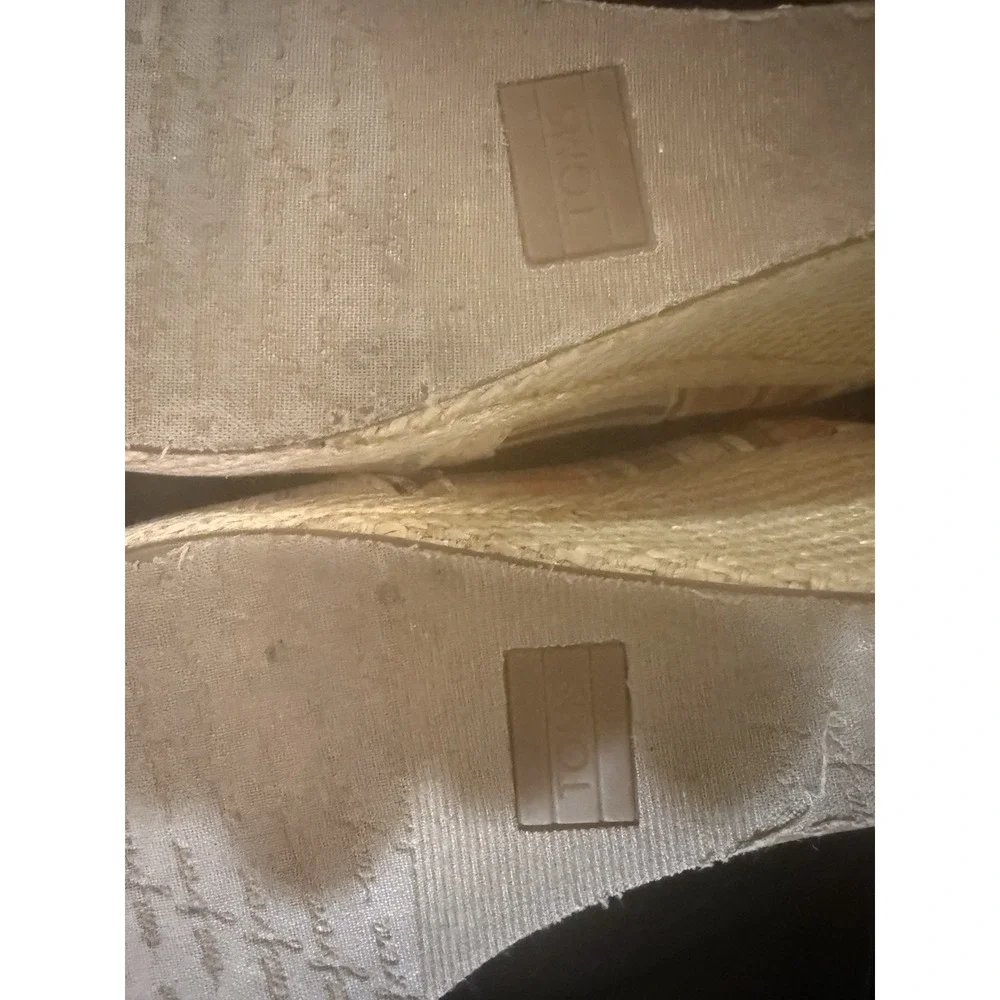 Toms Madras Plaid 10 Patchwork Espadrille Wedge Peep Toe Shoes boho